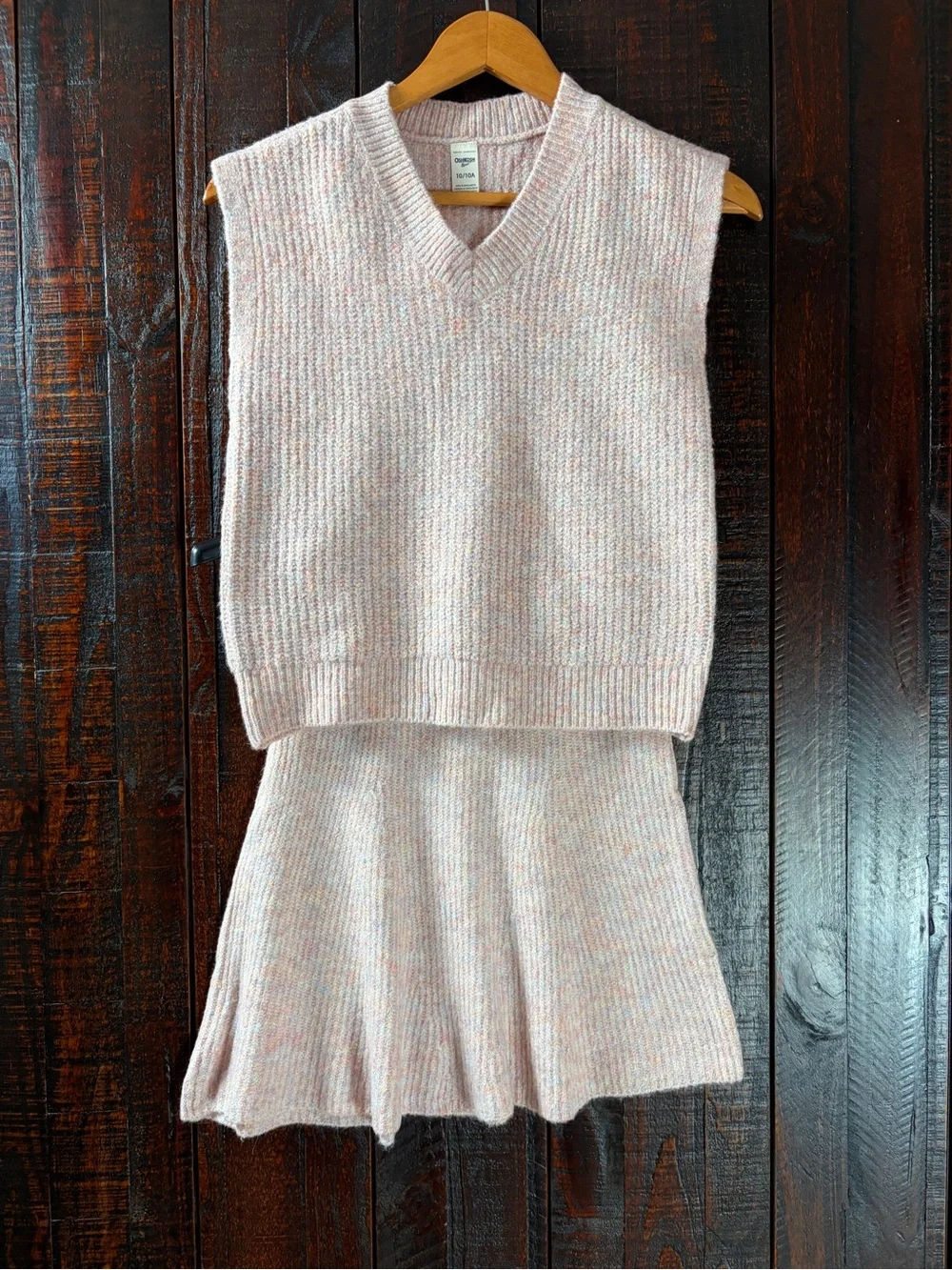 Girls Sweater and Skirt Set Pink Knit Size 10/10a